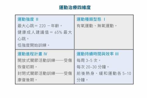 關於運動治療的四大維度。